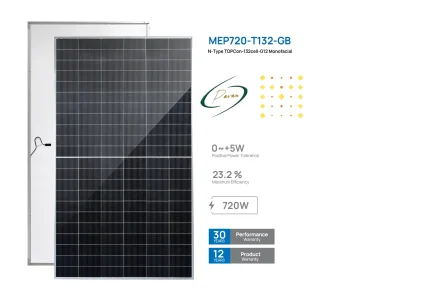 پنل خورشیدی720 وات دوطرفه مونوکریستال N-Type برند مانا انرژی (MEP720-T132-GG)
